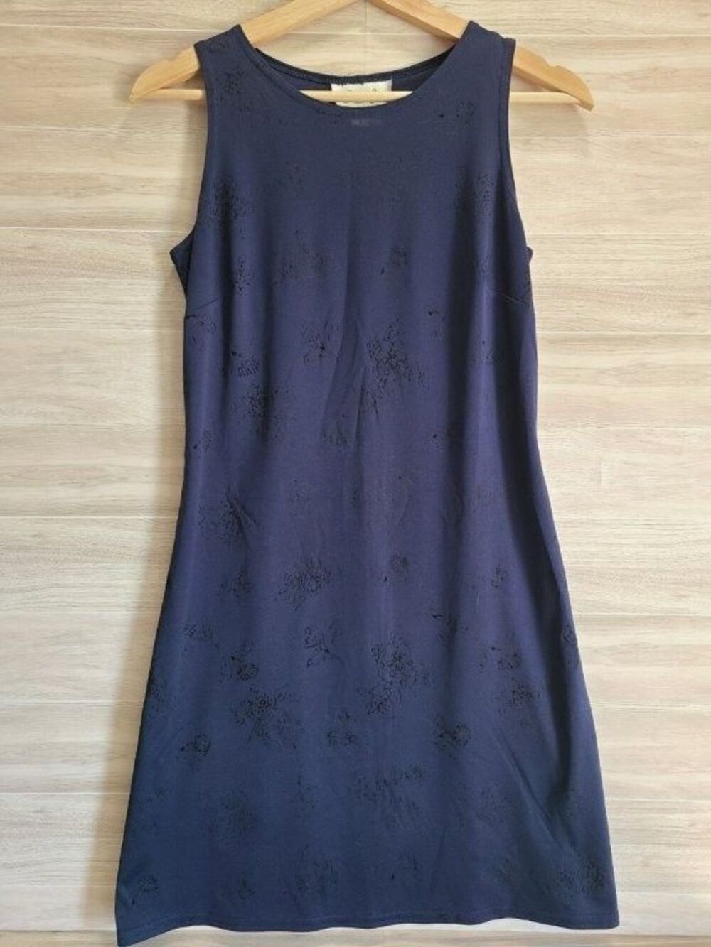 Lisa Jo Navy Blue Dress Women's 5/6 Sleeveless Floral Stretch Casual
